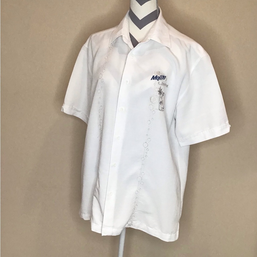 Cubavera White Short Sleeve Men's Shirt with Mojito Libra Embroidery